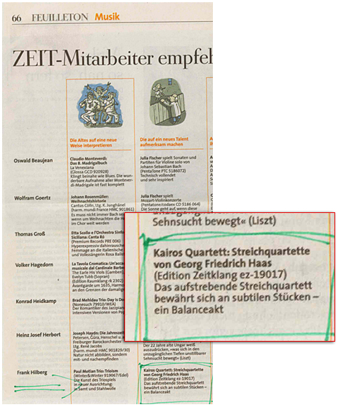 Jahresempfehlung der ZEIT (Frank Hilberg) 2005
